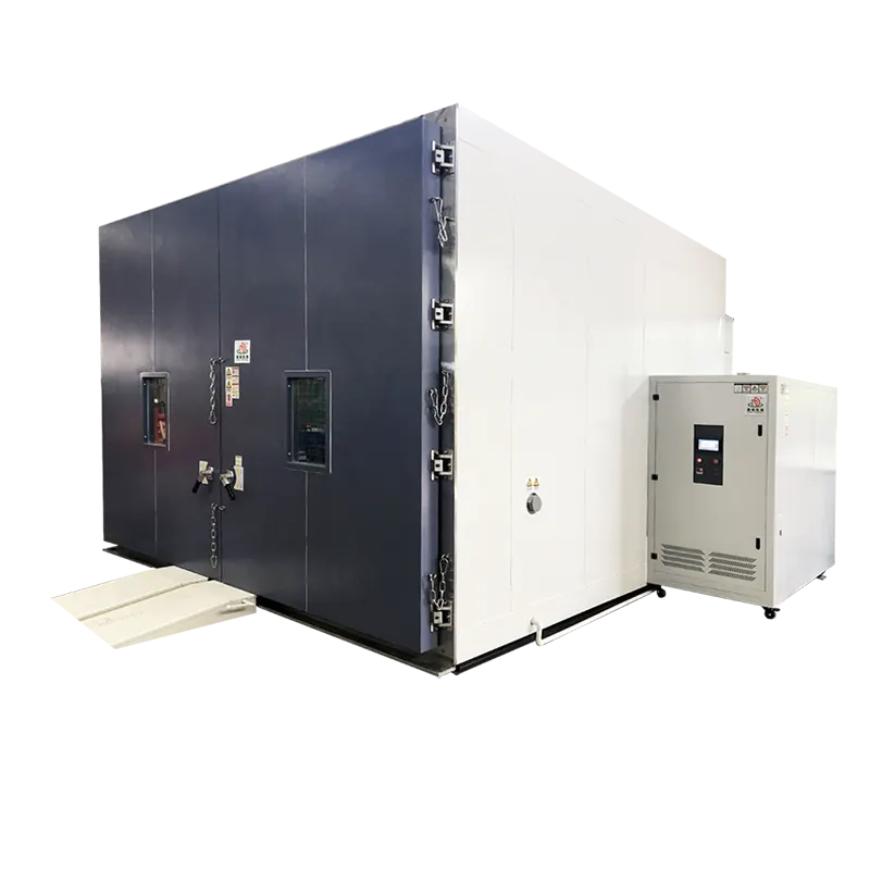 DERUI 48m3 walk-in environmental chamber with loading doors, access ramp and external control cabinet