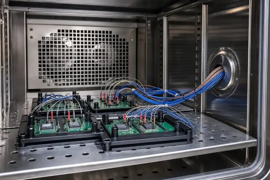 JEDEC semiconductor temperature cycling test setup with package monitoring