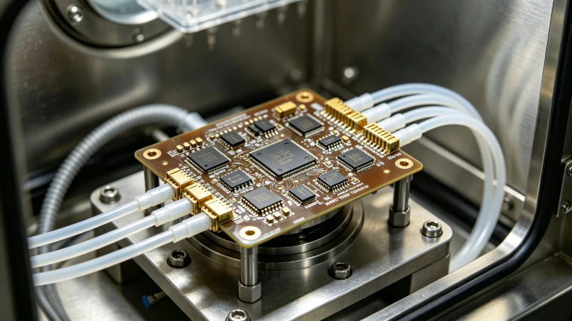 Test setup for THB vs HAST semiconductor reliability testing