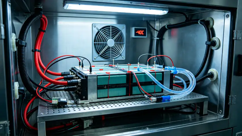 Test setup for battery cell module pack environmental testing