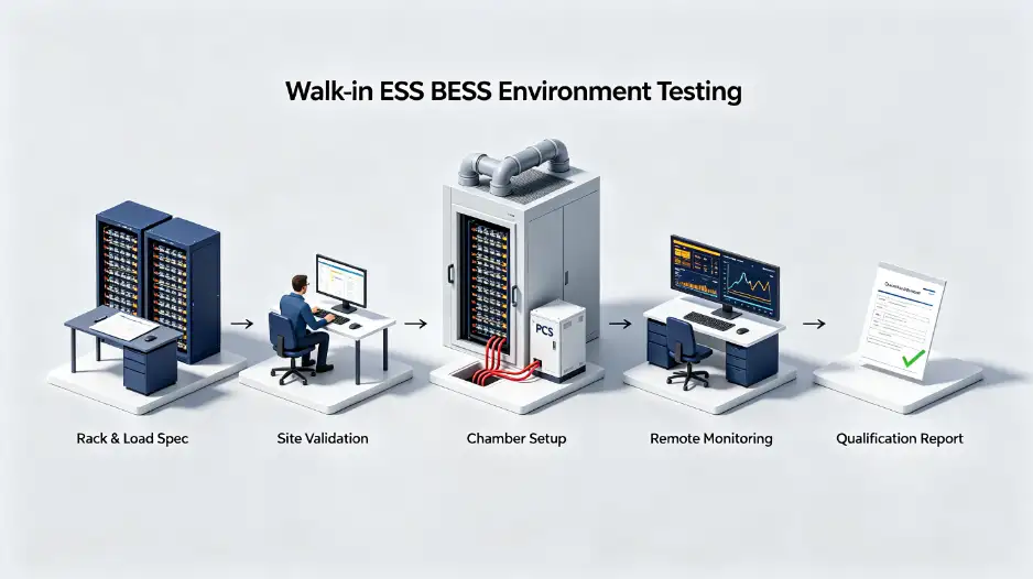 Walk-In Environmental Testing for ESS and BESS Battery Racks workflow