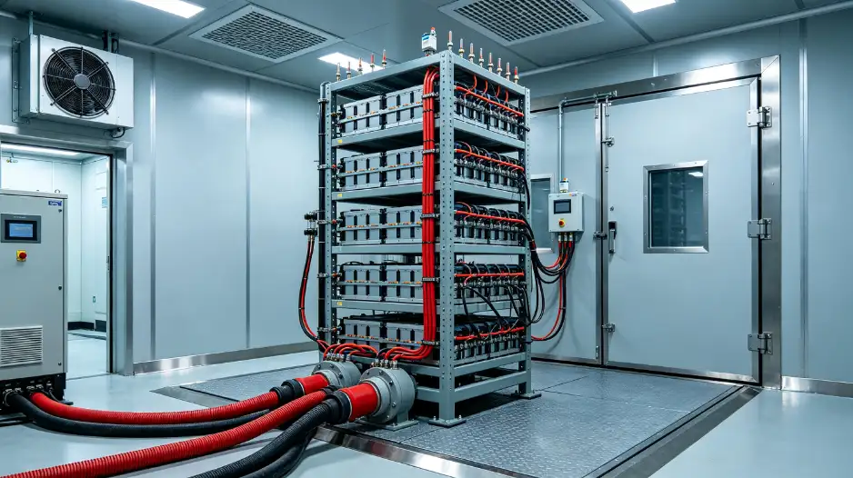 Test setup for ESS BESS walk-in environmental testing