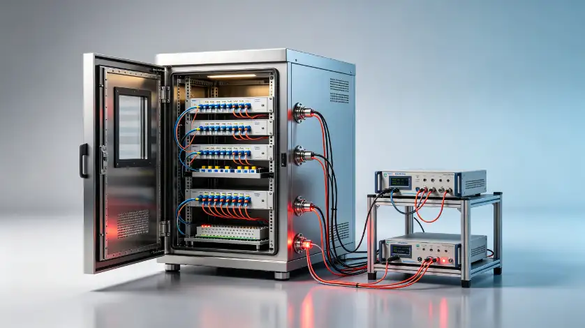 Test setup for fiber optic temperature humidity cycling